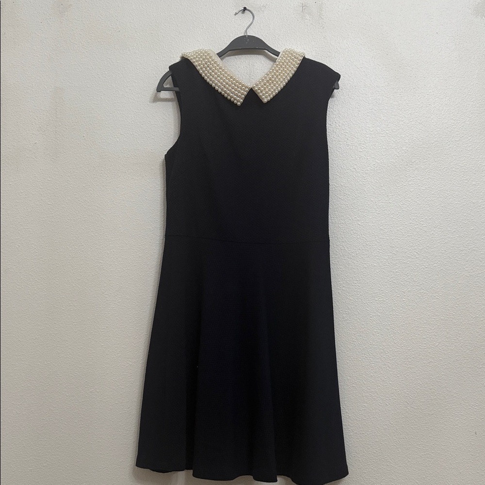 Betsey Johnson Black Dress with Pearl Collar